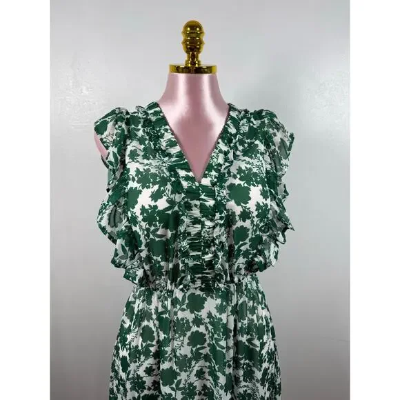 Sienna Sky Green Floral Ruffle Midi Dress Cottagecore Feminine Spring Summer S - Picture 6 of 8